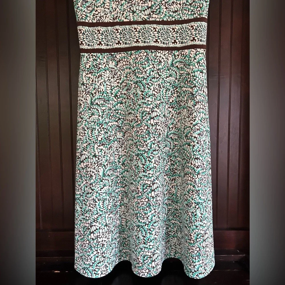 Y2K BCBGMAXAZRIA Babydoll Dot Print Dress Brown Teal Preppy Indie Sleeze Size M - Picture 9 of 12